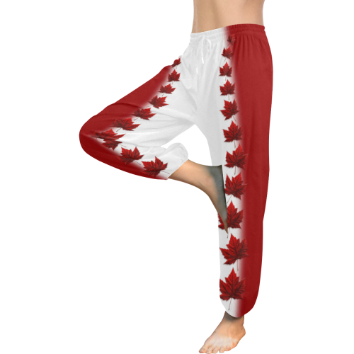 Canada Pants Lady's Red & White Women's All Over Print Harem Pants (Model L18)