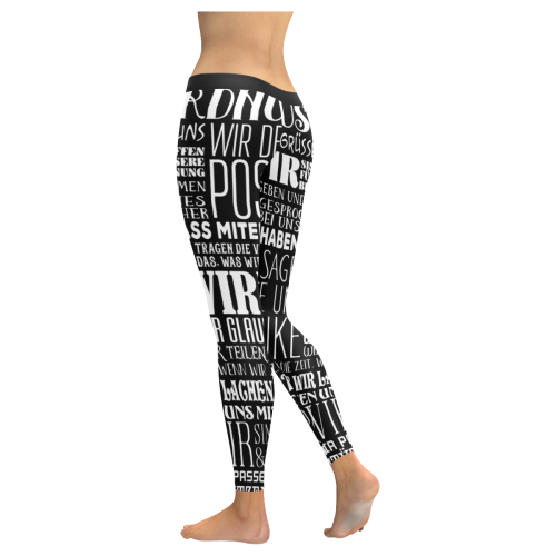 German House Rules - POSITIVE HAUSORDNUNG 2 Women's Low Rise Leggings (Invisible Stitch) (Model L05)