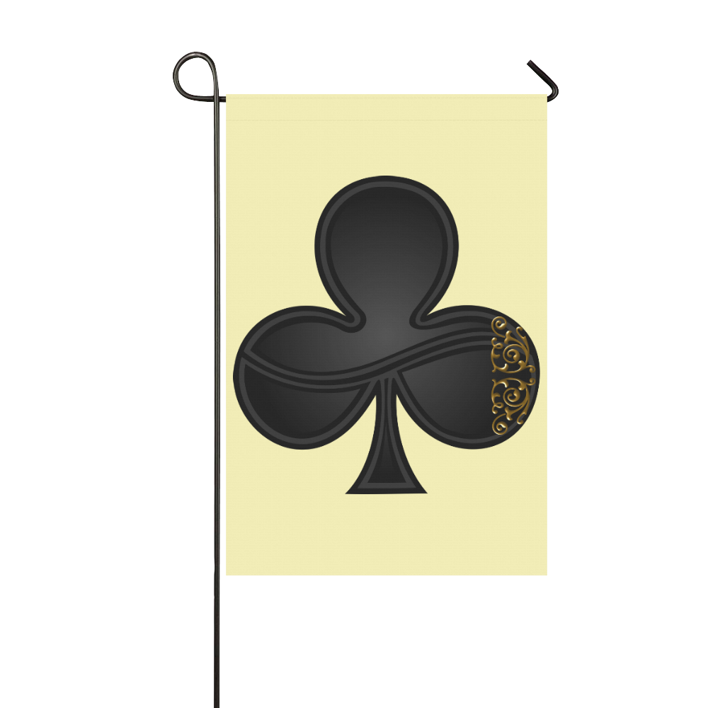 Club  Symbol Las Vegas Playing Card Shape on Yellow Garden Flag 12‘’x18‘’（Without Flagpole）