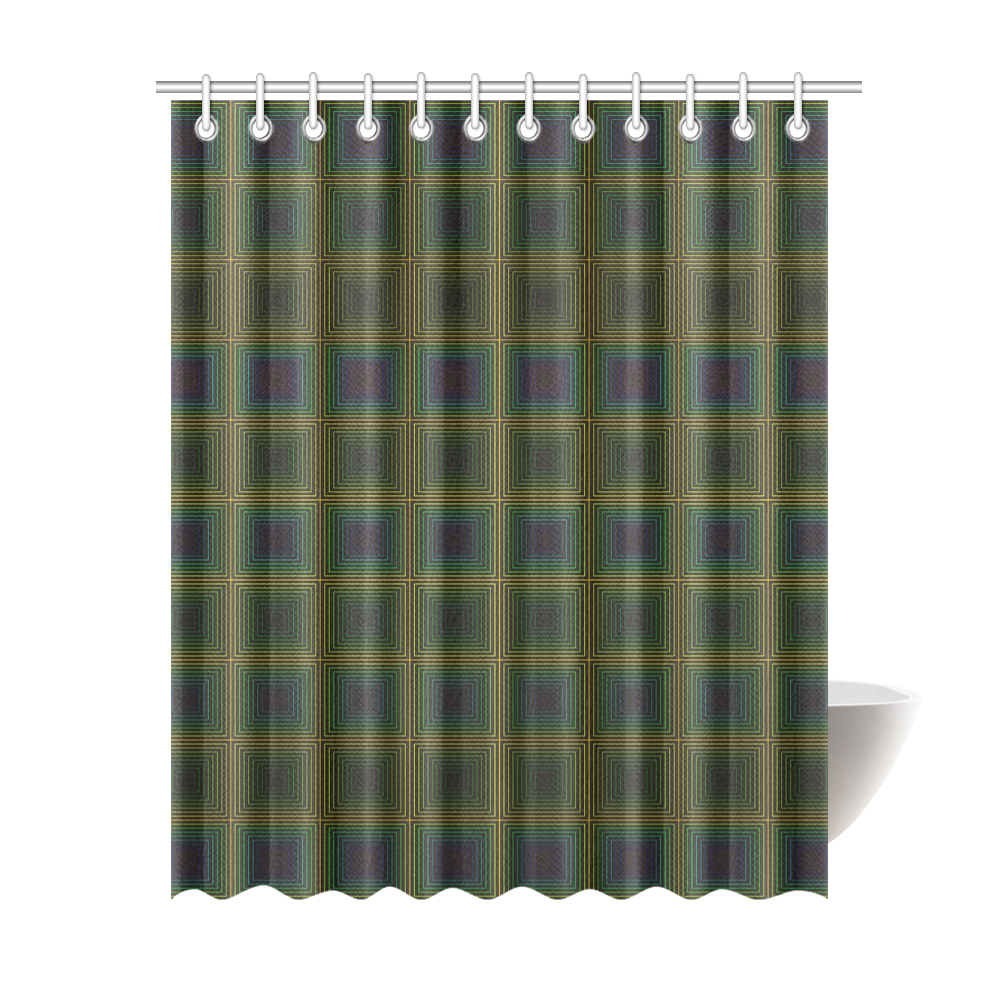 Violet green multicolored multiple squares Shower Curtain 69"x84"