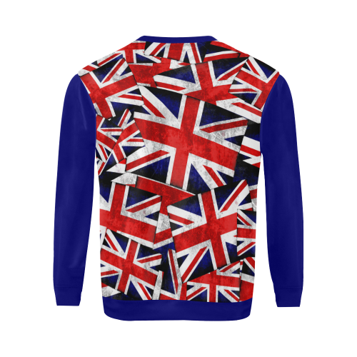 Union Jack British UK Flag - Union Jack British UK Flag (Vest Style) Blue All Over Print Crewneck Sweatshirt for Men/Large (Model H18)