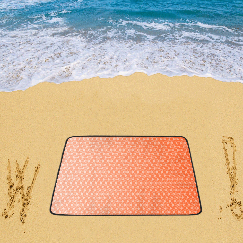 Living Coral Color Scales Pattern Beach Mat 78"x 60"