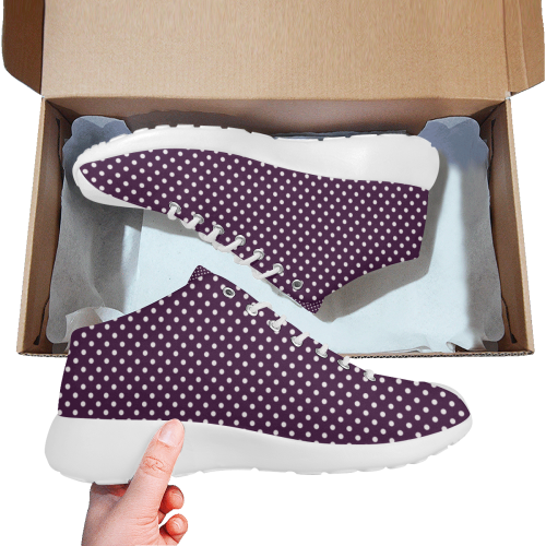 Burgundy polka dots Women's Basketball Training Shoes/Large Size (Model 47502)