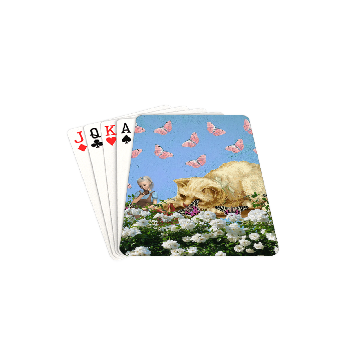 cat and butterflies Playing Cards 2.5"x3.5"