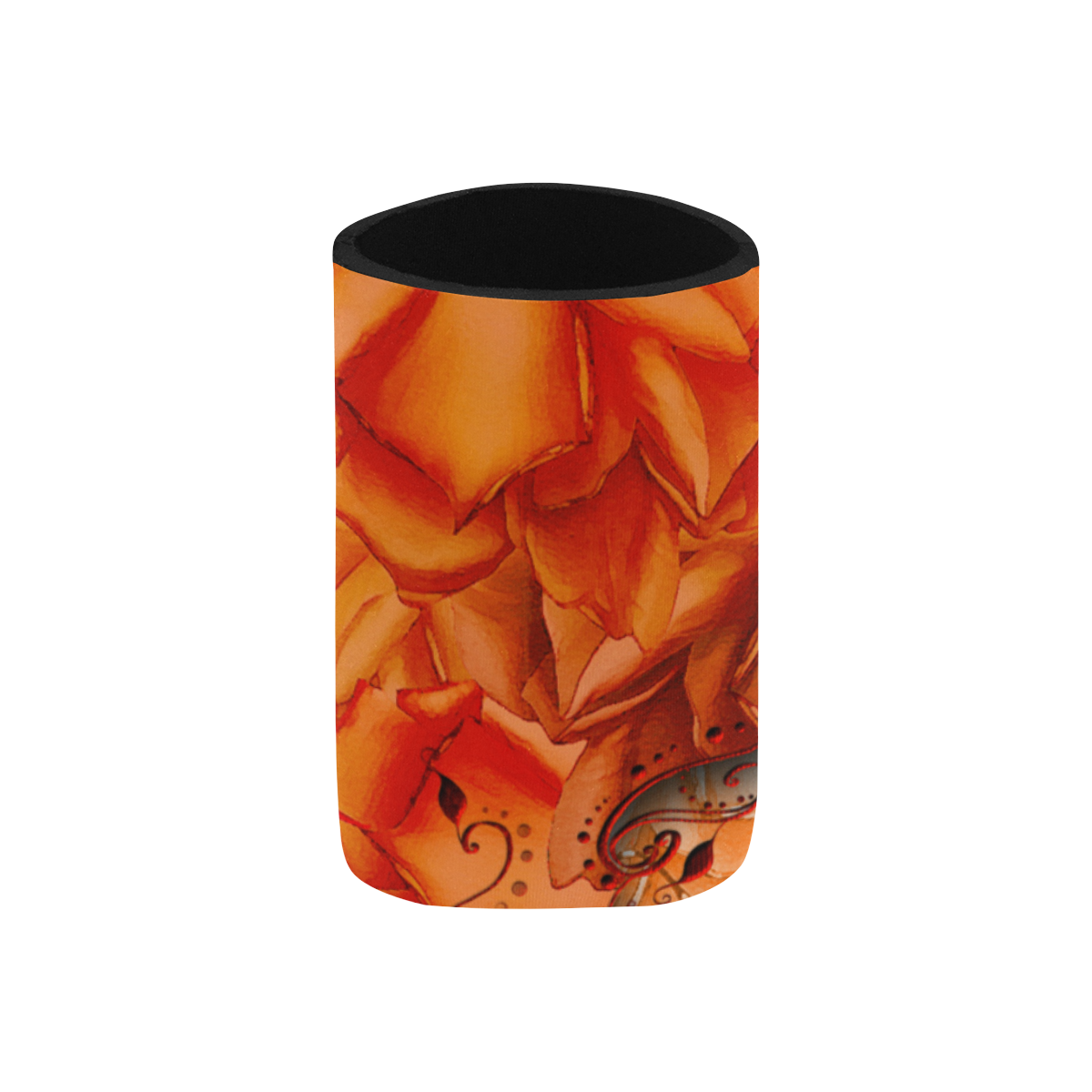 Sorf red flowers with butterflies Neoprene Can Cooler 4" x 2.7" dia.
