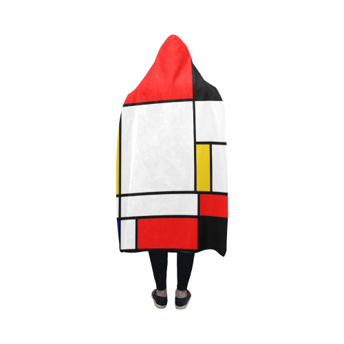 Bauhouse Composition Mondrian Style Hooded Blanket 50''x40''
