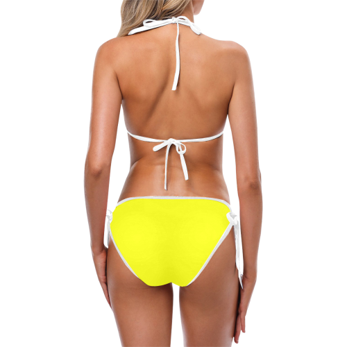 Bright Neon Yellow - White Trim Custom Bikini Swimsuit (Model S01)
