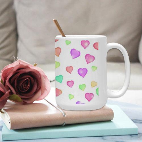 Pastel Hearts Custom Ceramic Mug (15OZ)