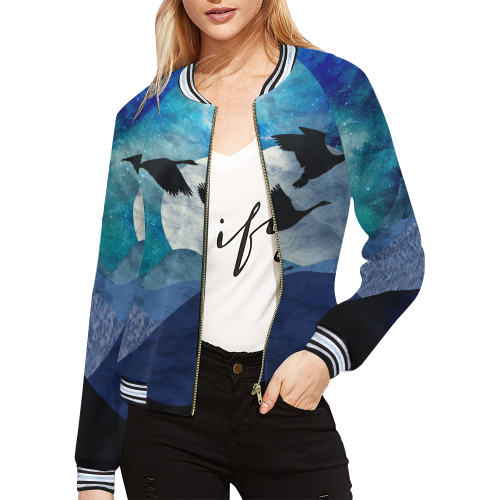 Night In The Mountains All Over Print Bomber Jacket for Women (Model H21)