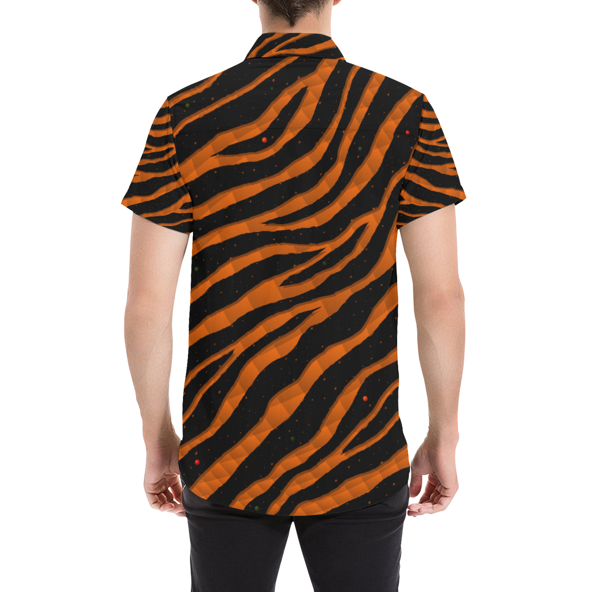 Ripped SpaceTime Stripes - Orange Men's All Over Print Short Sleeve Shirt (Model T53)