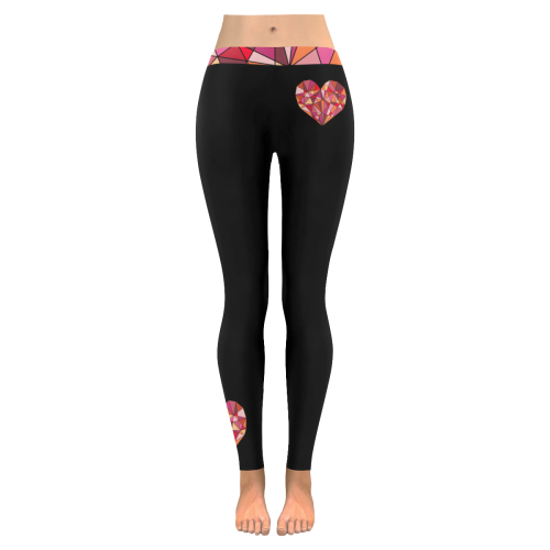 RED HEART WIREFRAME Women's Low Rise Leggings (Invisible Stitch) (Model L05)