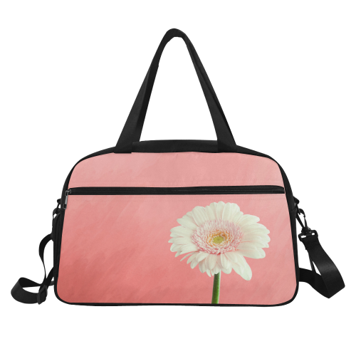 Gerbera Daisy - White Flower on Coral Pink Fitness Handbag (Model 1671)