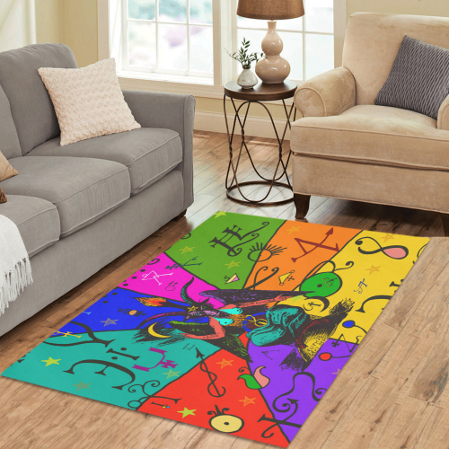 Awesome Baphomet Popart Area Rug 5'3''x4'