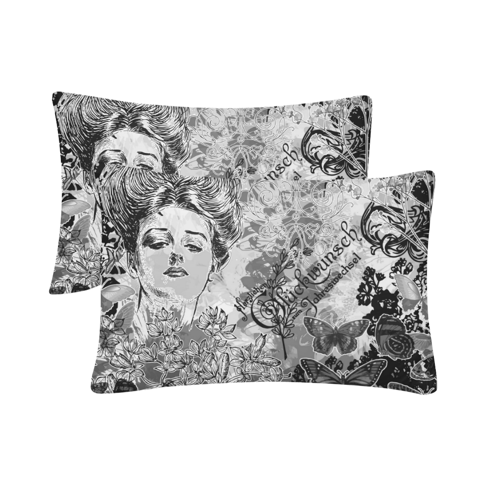 Lady and butterflies Custom Pillow Case 20"x 30" (One Side) (Set of 2)