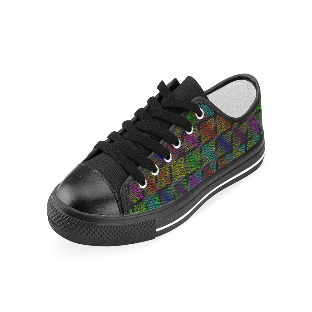 Ripped SpaceTime Stripes Collection Women's Classic Canvas Shoes (Model 018)