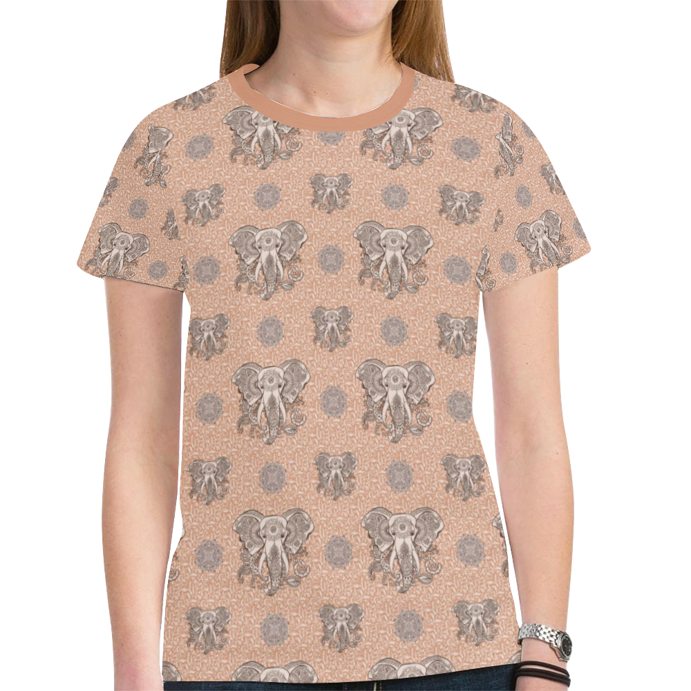 Ethnic Elephant Mandala Pattern New All Over Print T-shirt for Women (Model T45)