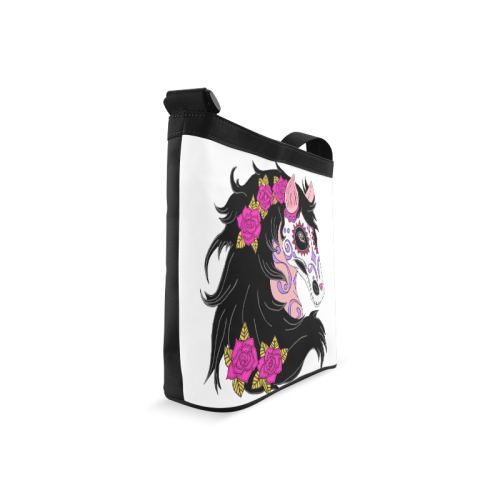 Sugar Skull Horse Pink Roses Crossbody Bags (Model 1613)