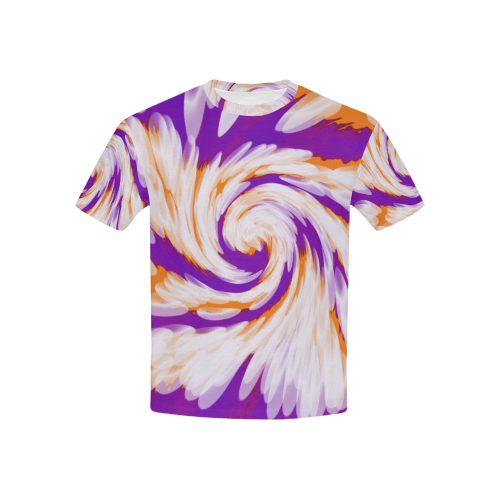 Purple Orange Tie Dye Swirl Abstract Kids' All Over Print T-shirt (USA Size) (Model T40)
