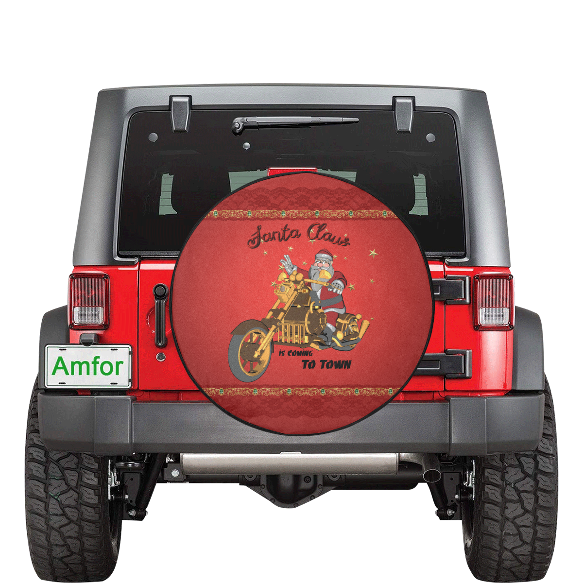 Santa Claus wish you a merry Christmas 34 Inch Spare Tire Cover