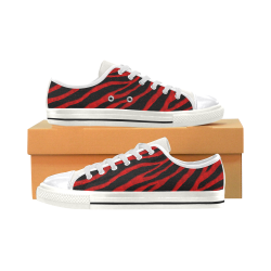 Ripped SpaceTime Stripes - Red Canvas Women's Shoes/Large Size (Model 018)