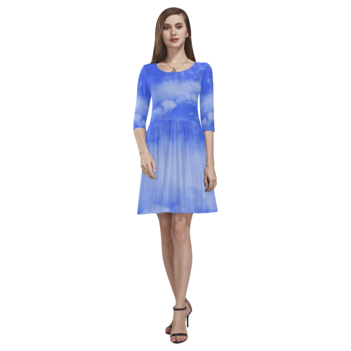Blue Clouds Tethys Half-Sleeve Skater Dress(Model D20)
