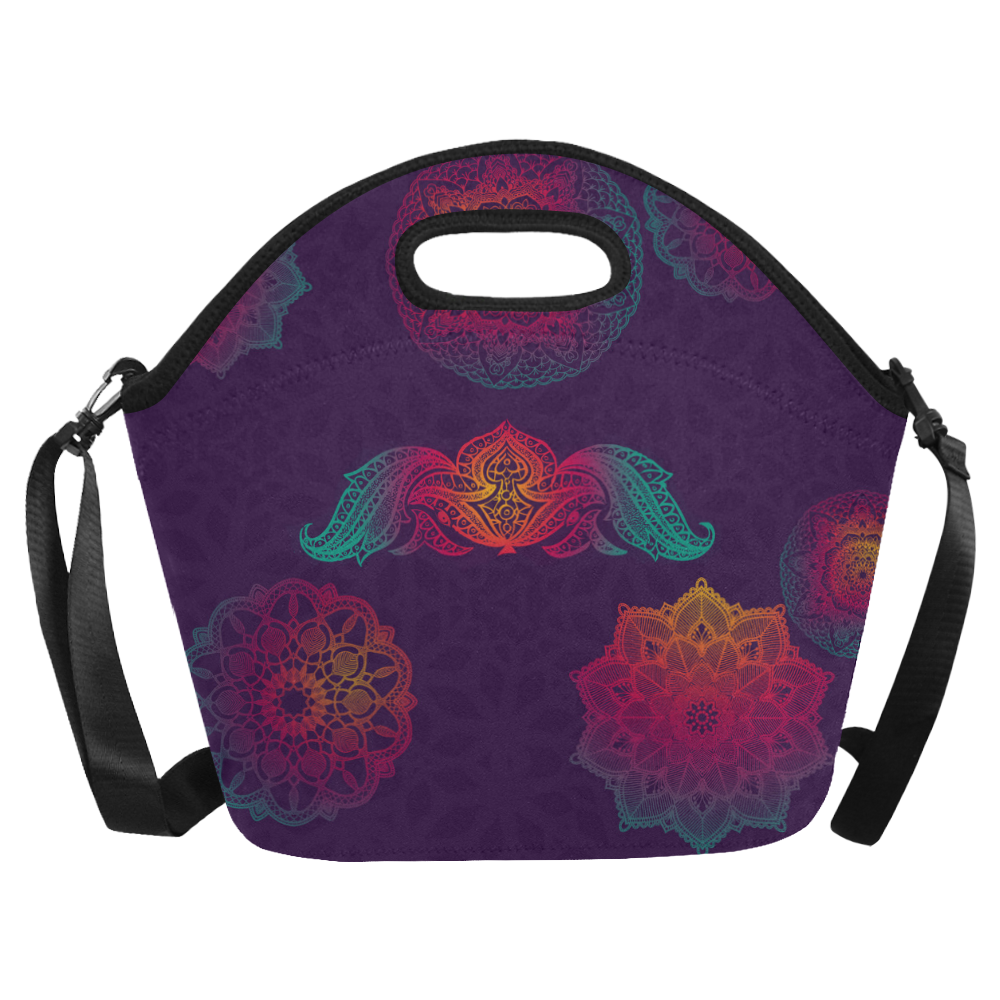 Colorful Mandala Neoprene Lunch Bag/Large (Model 1669)