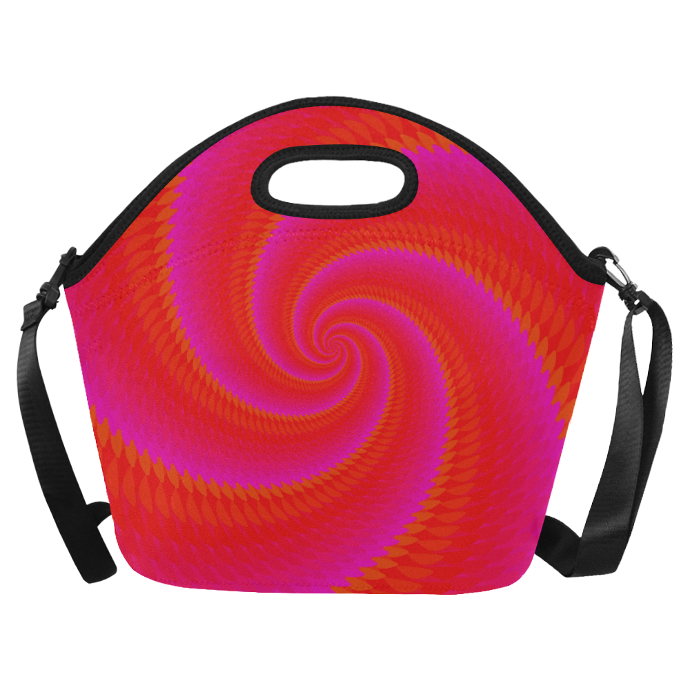 Pink red spiral Neoprene Lunch Bag/Large (Model 1669)