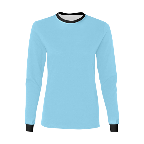 color baby blue Women's All Over Print Long Sleeve T-shirt (Model T51)