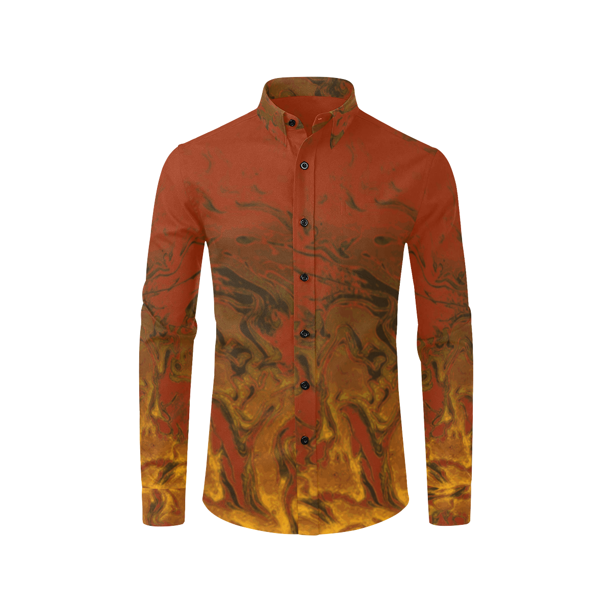 Eternal Fire - gold orange black red gradient swirl pattern Men's All Over Print Casual Dress Shirt (Model T61)