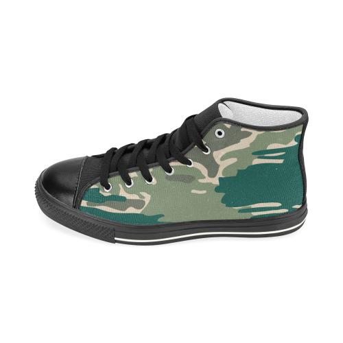 Woodland Camo Green Men’s Classic High Top Canvas Shoes (Model 017)