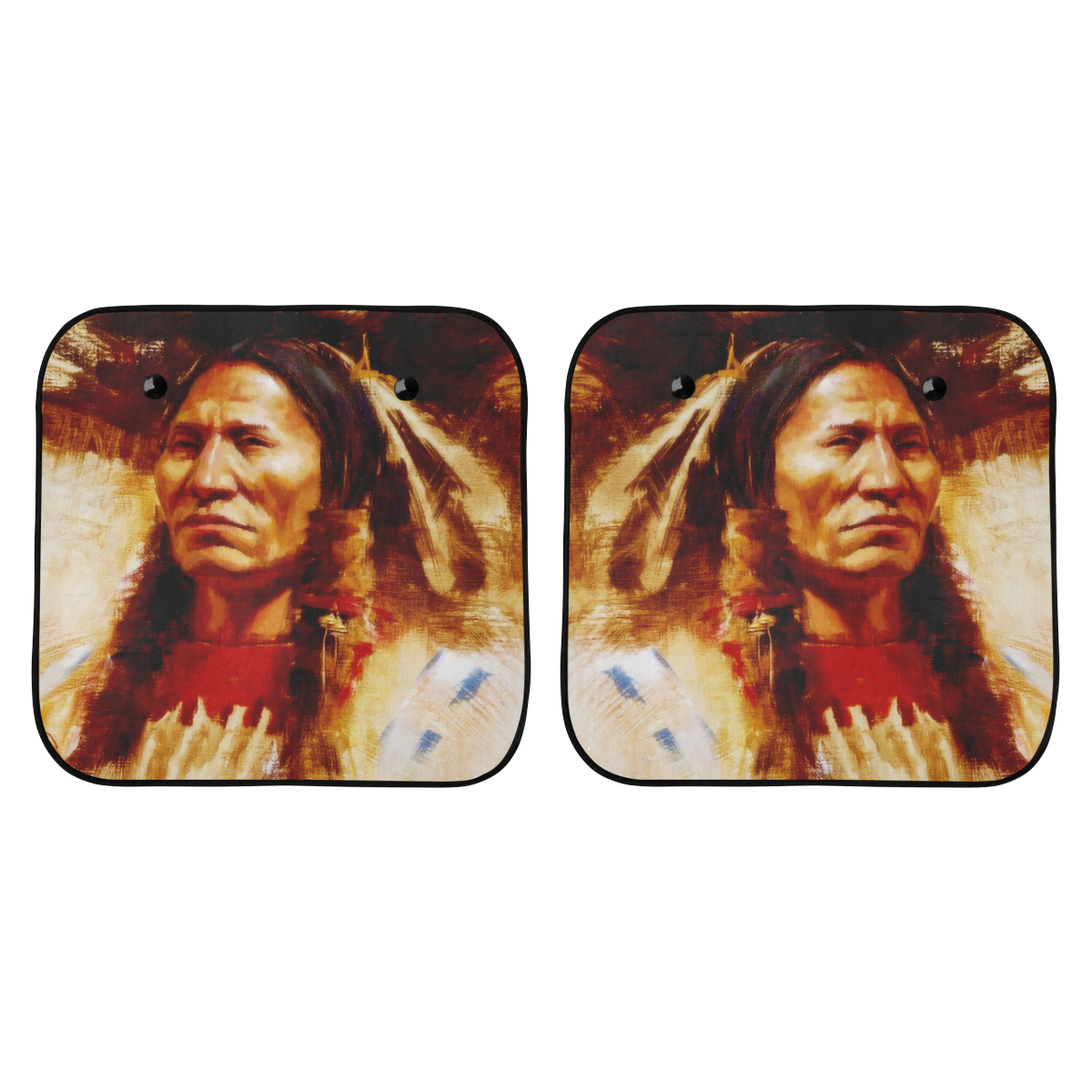 Native American Man Car Sun Shade 28"x28"x2pcs