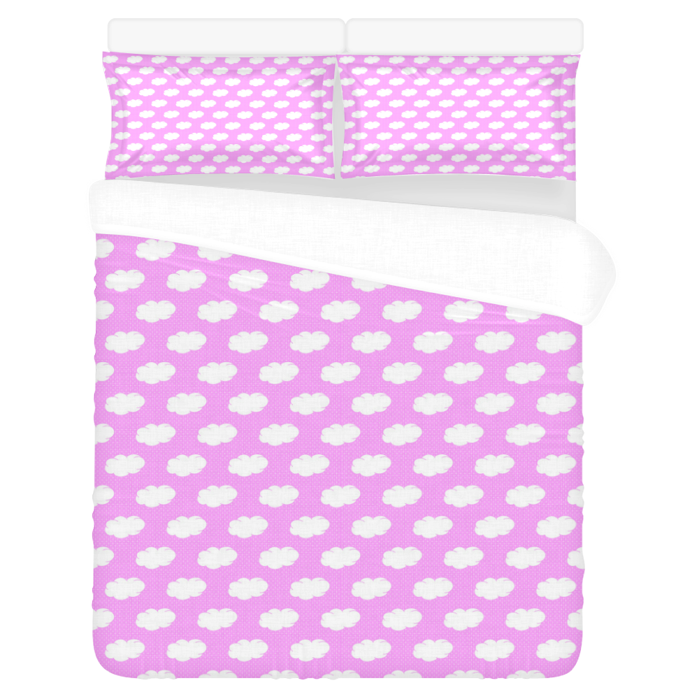 Clouds and Polka Dots on Pink 3-Piece Bedding Set