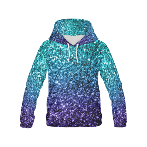 Beautiful Aqua blue Ombre glitter sparkles All Over Print Hoodie for Men/Large Size (USA Size) (Model H13)