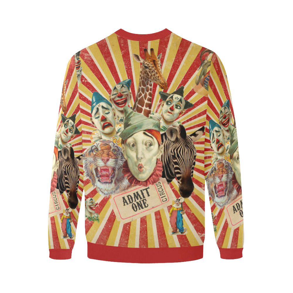 Funny Vintage Circus Clowns Men's Oversized Fleece Crew Sweatshirt/Large Size(Model H18)