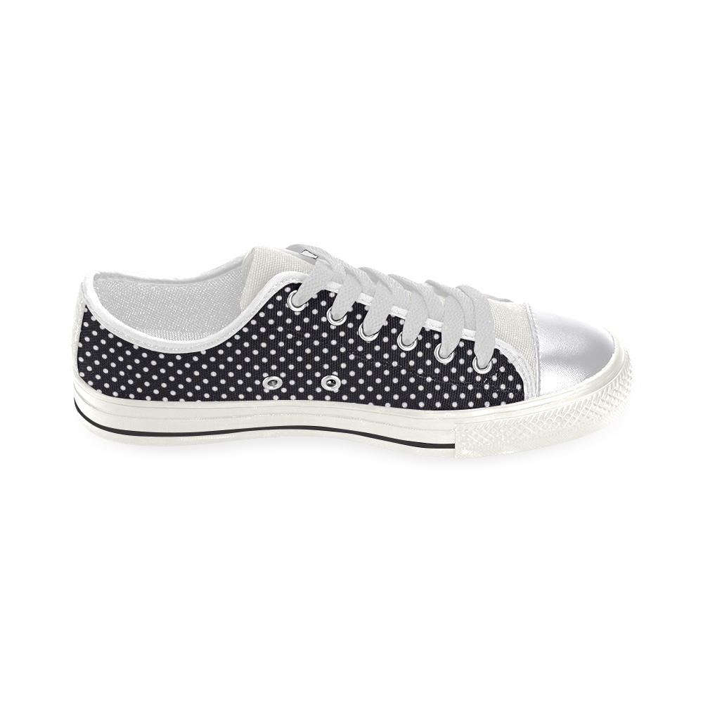 Black polka dots Women's Classic Canvas Shoes (Model 018)