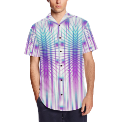 Star fall in rainbow landscape Men's Short Sleeve Shirt with Lapel Collar (Model T54)