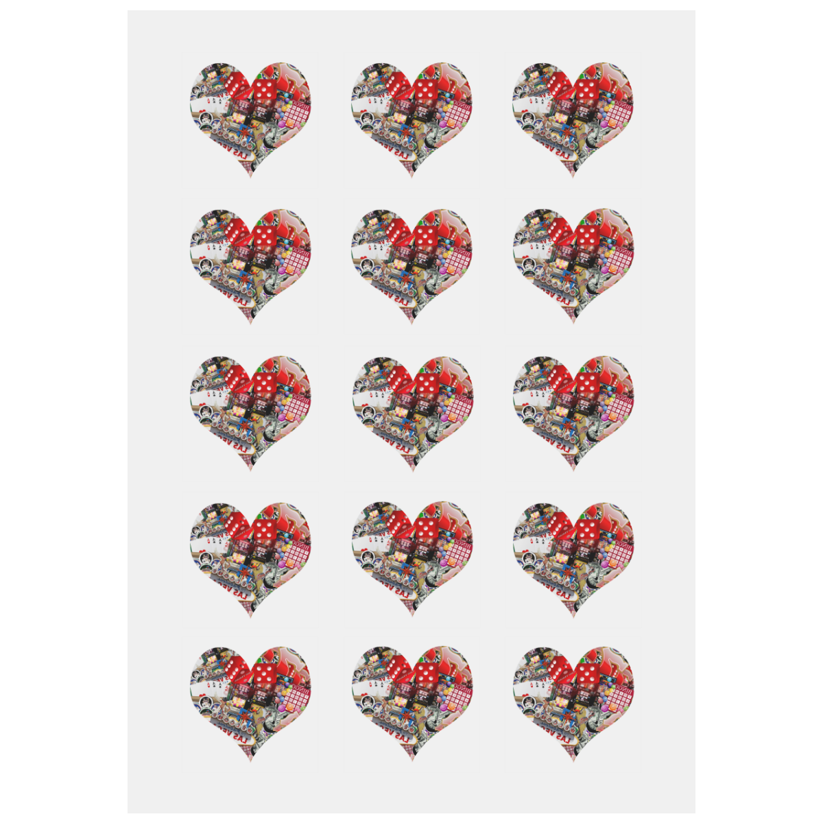 Heart Playing Card Shape - Las Vegas Icons Personalized Temporary Tattoo (15 Pieces)
