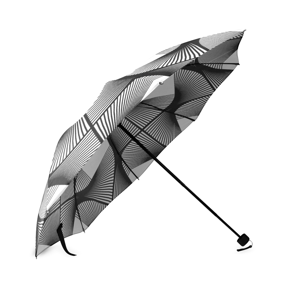 White with black seamless pattern abstract vector Foldable Umbrella (Model U01)