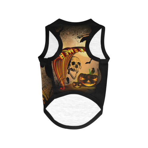 Funny halloween design with skull and pumpkin All Over Print Pet Tank Top