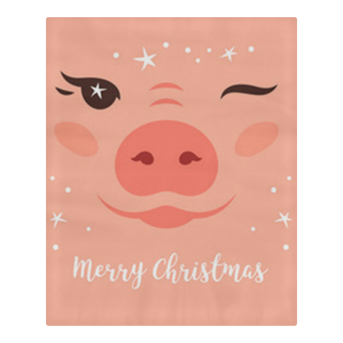 Merry Christmas Pig Face 3-Piece Bedding Set