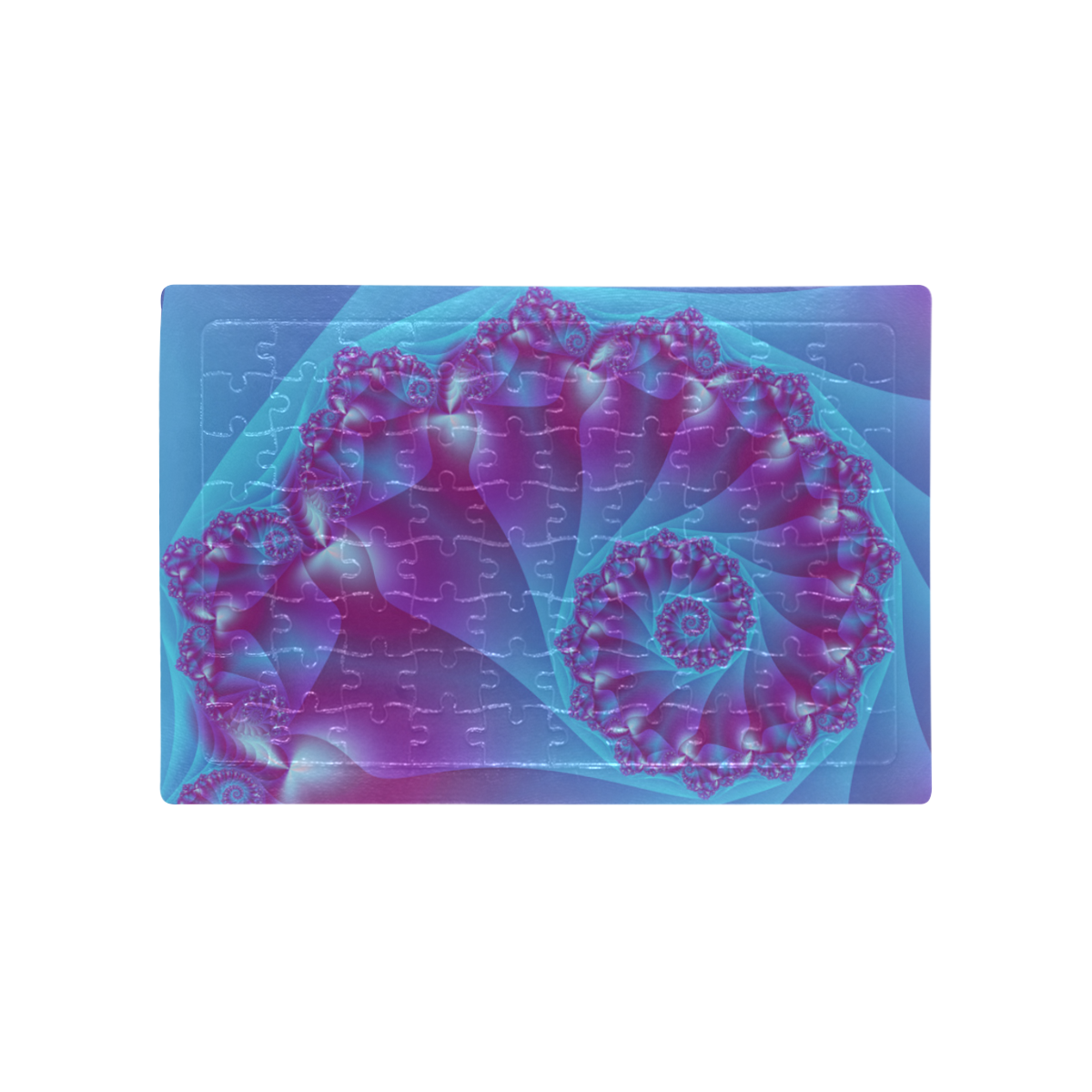 Blue and Purple Fractal Spiral Puzzle A4 Size Jigsaw Puzzle (Set of 80 Pieces)