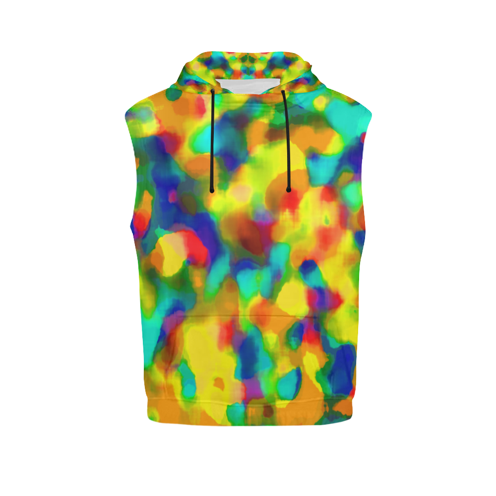 Colorful watercolors texture All Over Print Sleeveless Hoodie for Men (Model H15)