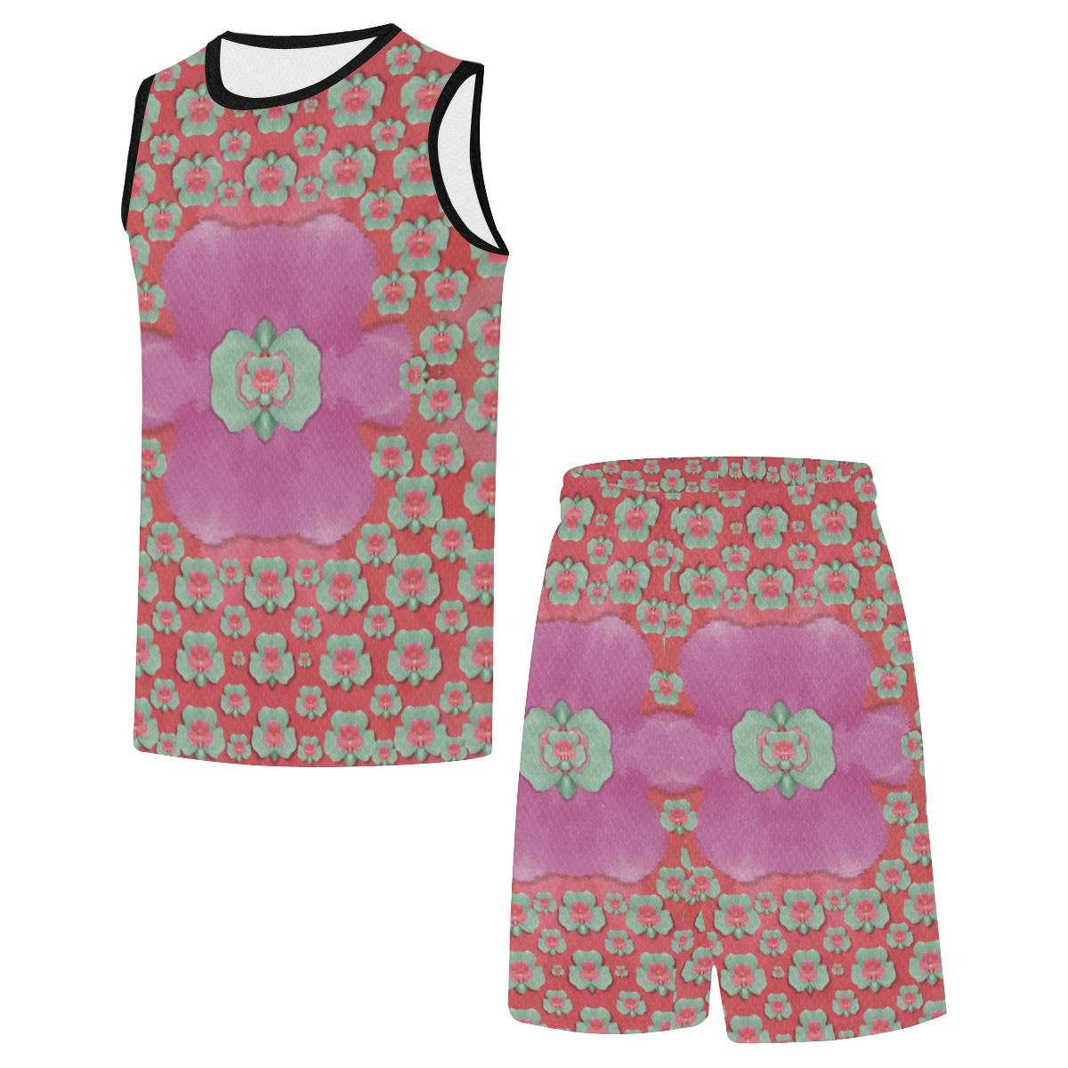 fantasy flowers in everything All Over Print Basketball Uniform