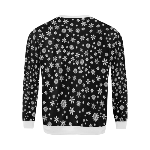 Christmas White Snowflakes on Black All Over Print Crewneck Sweatshirt for Men/Large (Model H18)