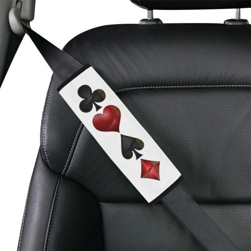 Las Vegas  Black and Red Casino Poker Card Shapes Car Seat Belt Cover 7''x8.5''