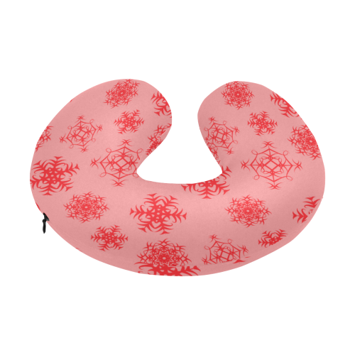 Red snowflakes U-Shape Travel Pillow