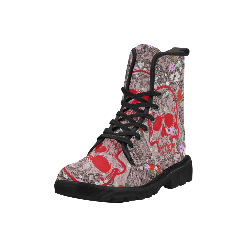 Funny Summer Skull B by JamColors Martin Boots for Women (Black) (Model 1203H)