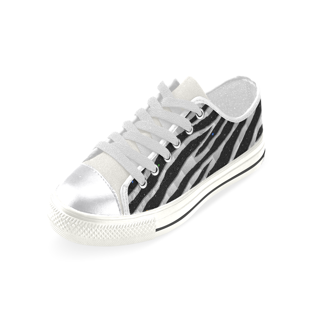 Ripped SpaceTime Stripes - White Canvas Women's Shoes/Large Size (Model 018)