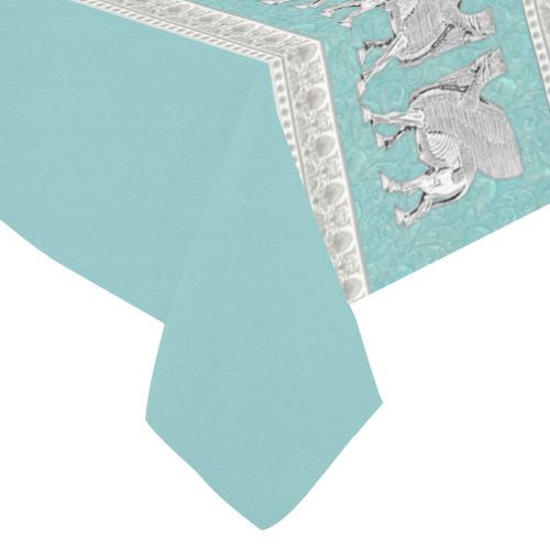 White Lamassu Cotton Linen Tablecloth 60"x 84"