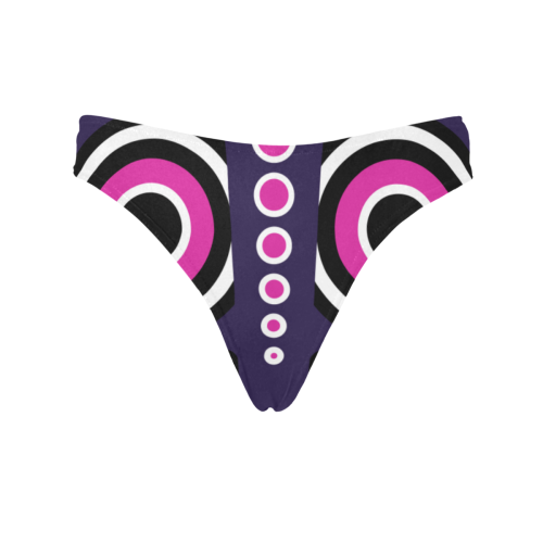 Pink Purple Tiki Tribal Women's All Over Print Thongs (Model L30)